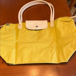Longchamp Yellow Tote Bag with Cream Handles
